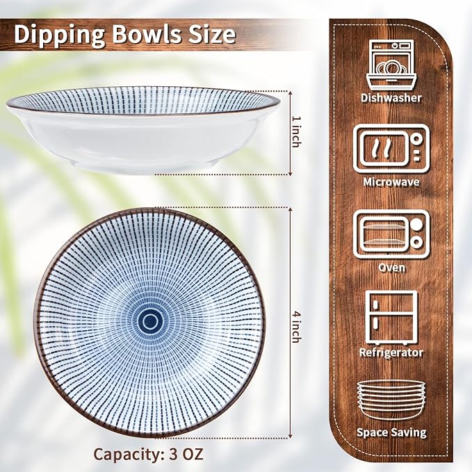 Dipping Bowls, Soy Sauce Dish Ceramic, 3 OZ Small Serving Bowls - Image 4