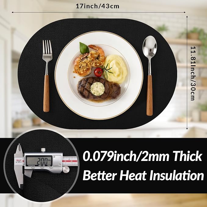 Placemats Set of 8, 11.8 x 17 Inch, Waterproof Wipeable Reversible PU Placemat - Image 3