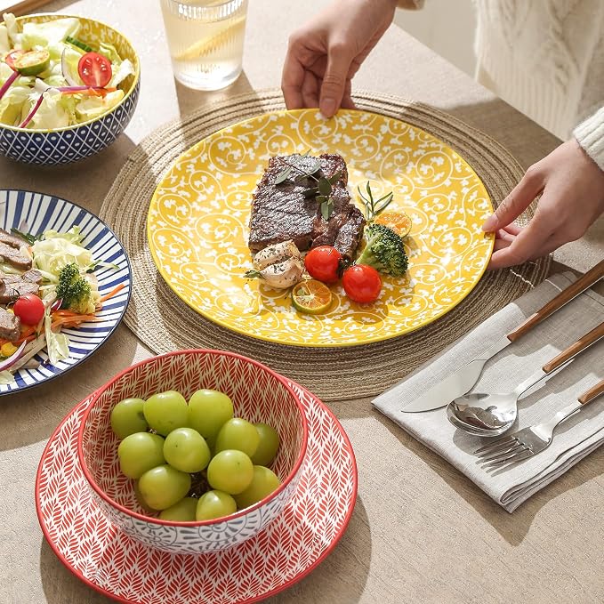 Selamica Ceramic Dinnerware Sets, 12-Pieces Plates and Bowls Sets, Scratch - Image 4
