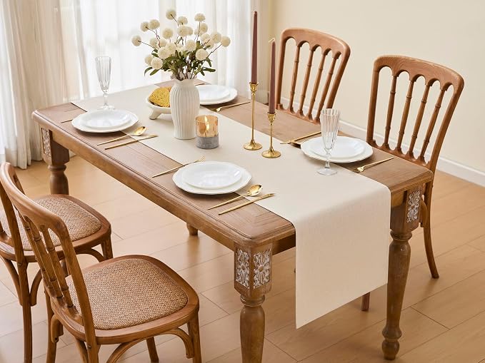 YATOJUZI Cream Table Runner Seasonal Fall Summer Kitchen Dining Coffee Table - Image 6