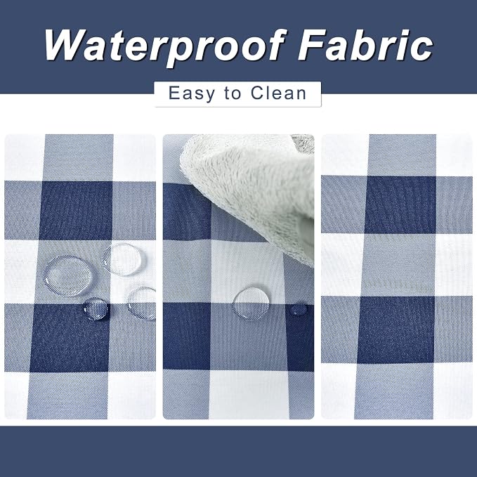 Buffalo Plaid Table Runner Navy Blue and White 14W x 72L, 1 Piece | Waterproof - Image 5