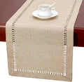 Grelucgo Large Handmade Hemstitch Beige Table Runner, Rectangular 14 by 132 Inch by Grelucgo