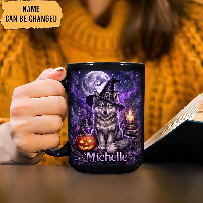 Hyturtle Personalized Halloween Wolf Mug, Custom Name Gift - Image 2