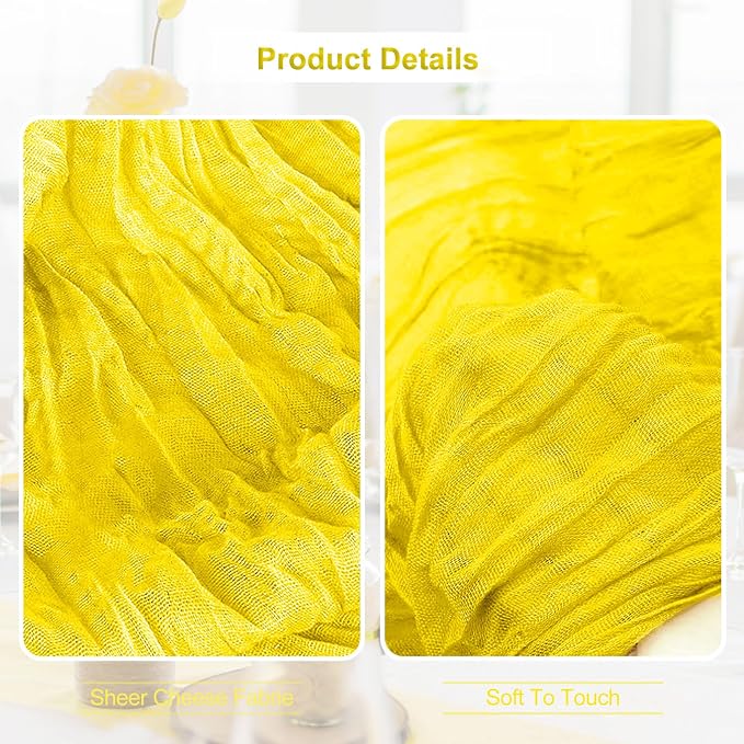 10 Pack Yellow Cheesecloth Table Runner 35x120 Inch 10Ft Rustic Gauze Cheese - Image 2