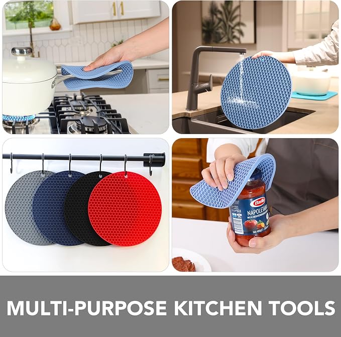 4 Pack Silicone Trivet for Hot Dishes | Heat Resistant Silicone Pot Holders for - Image 4