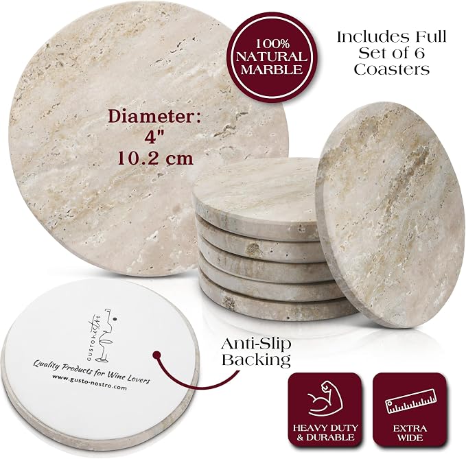 Gusto Nostro Beige Travertine Coasters - Image 4