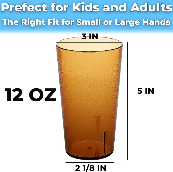 Restaurant Grade, BPA-Free 12oz Amber Plastic Cups 12pk. Super Durable - Image 6
