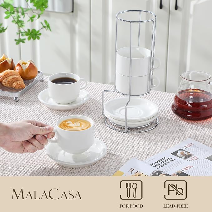 MALACASA 8 OZ Porcelain Espresso Cups - Image 3
