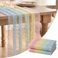 Artoid Mode 2-Pack Gold Gauze Table Runner 120 Inch 10FT, Rainbow Glitter by ArtoidMode