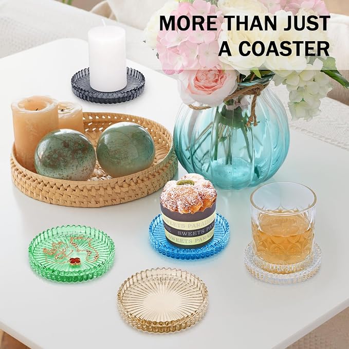 Modern Clear Glass Coasters Set of 8, Cute Coasters Table Mats - Image 5