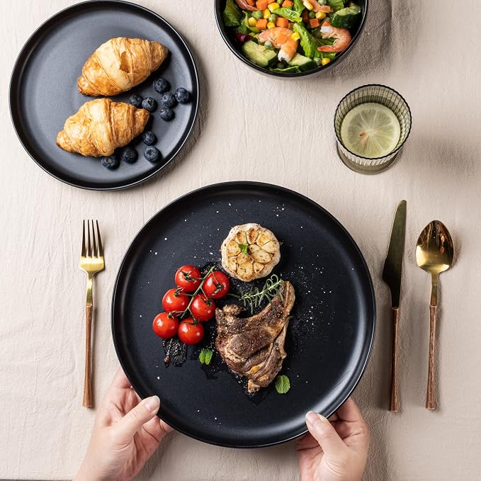 AmorArc Ceramic Dinner Plates Set of 6, 10.25 Inch Stoneware Dishes Set | Wavy - Image 4