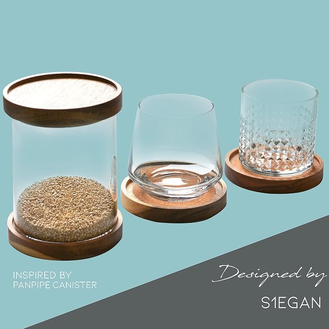 Acacia Wood Coasters for Drinks, 4.13 Inch, Absorbent and Insulation Cork - Image 6
