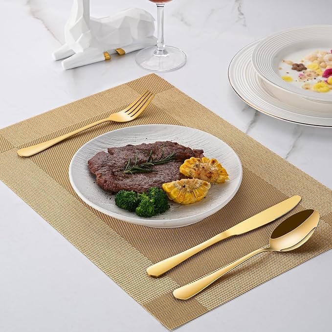16-Piece 7.3 Inches Gold Soup Spoon, Durable Tablespoons Set - Image 7