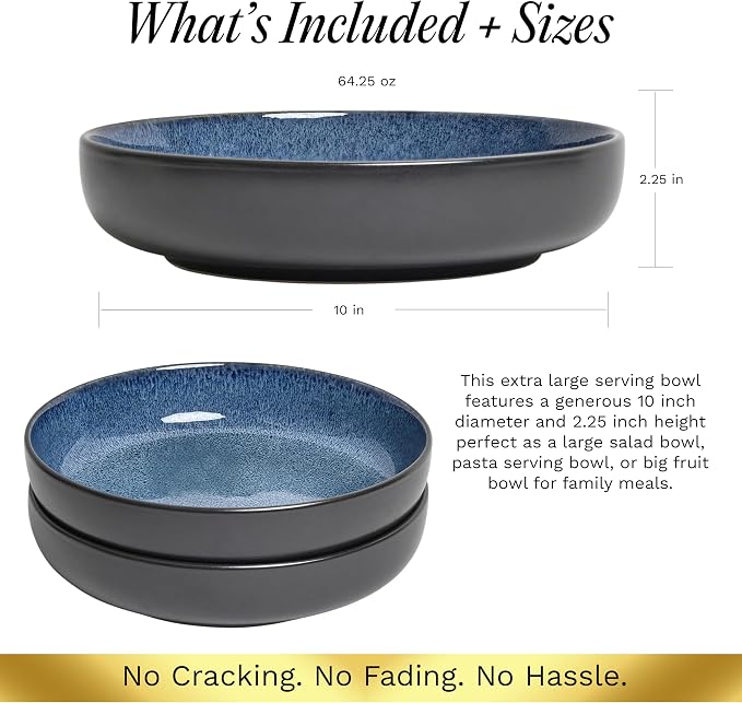 Sango Resona Blue & Black Large Serving Bowl, 64.25 oz, Salad & Dinner - Image 5