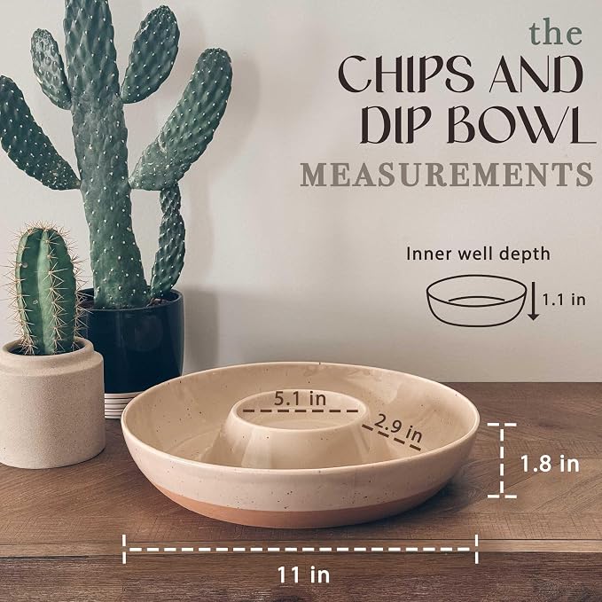 Mora Ceramic Chips and Dip Serving Tray: Large Divided Party Bowl Set - Image 2