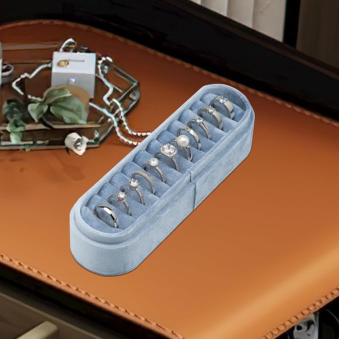 Velvet Small Multiple Ring Box Portable Organizer Display Storage | Travel Case - Image 5