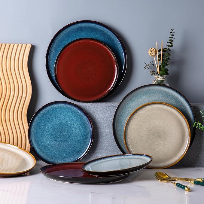 LERATIO Ceramic Plates Set of 6, 10.5 Inch Reactive Glaze Light Weight - Image 4