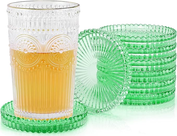 Modern Clear Glass Coasters Set of 8, Cute Coasters Table Mats by GOHDODD