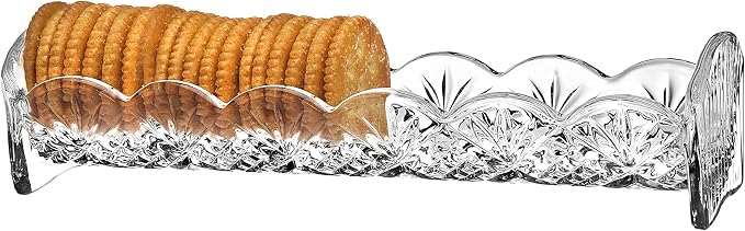 Godinger Dublin Cracker Tray, Snack Dish, Crystal Serving Tray by Godinger