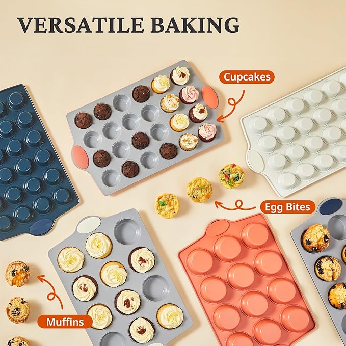 BRONYPRO 24-Cup Non Toxic Nonstick Ceramic Mini Muffin Pan & Cupcake Tin - Image 2