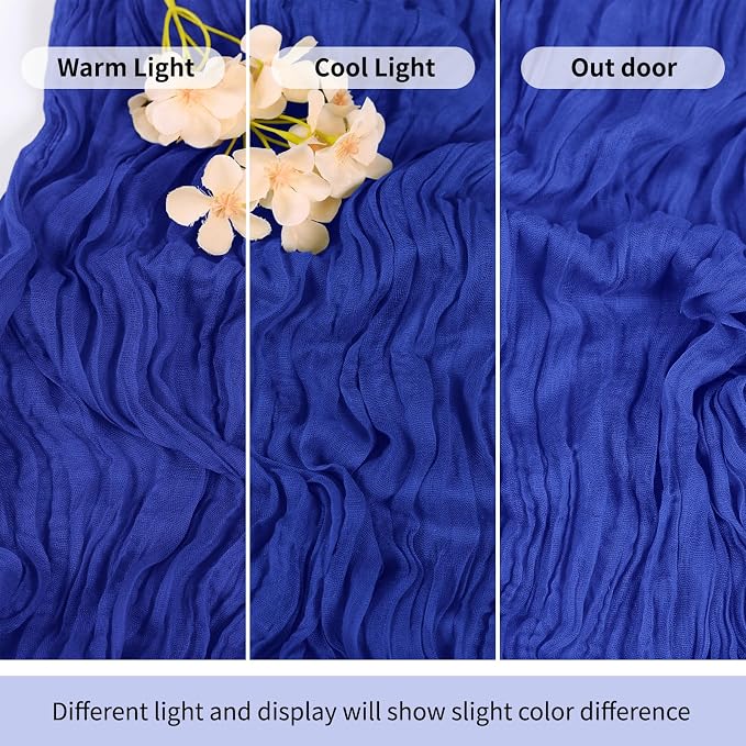 6 Pack Royal Blue Cheesecloth Table Runner 17x108 Inch Semi Sheer Boho Gauze - Image 7