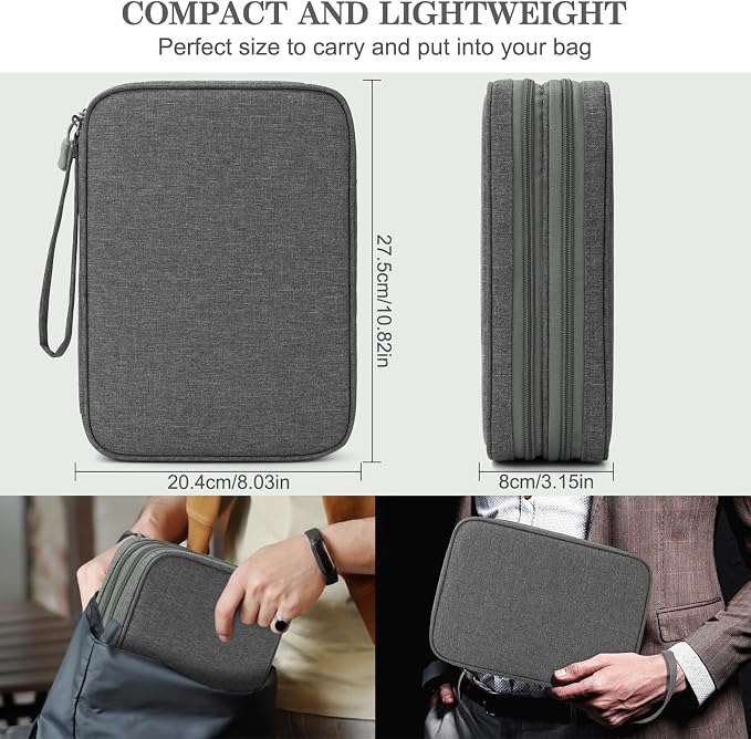 FYY Electronic Organizer, Travel Tech Pouch Bag, Extra Large, Dark Grey | Wrist - Image 2