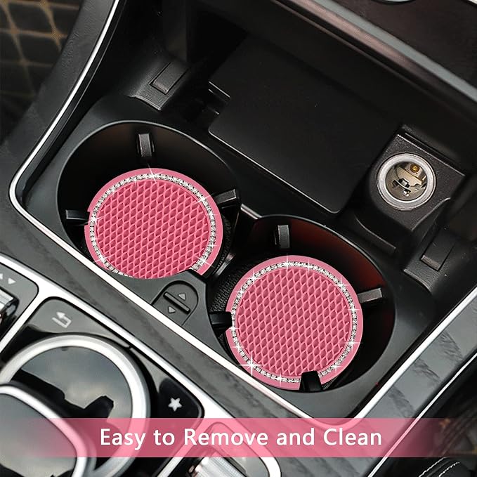 4PCS Bling Coaster, 2.75 Inch Auto Car Cup Holder Insert Coasters Silicone - Image 6
