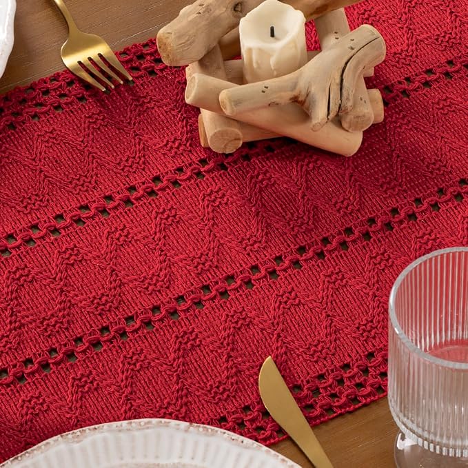 DeZerlor Boho Macrame Table Runner Spring Easter Farmhouse Woven Small Table - Image 6