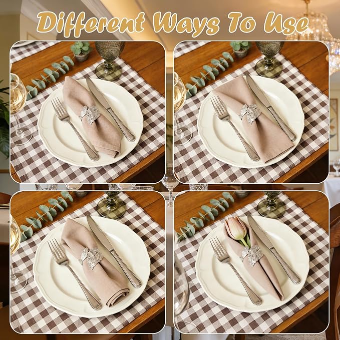 Napkin Rings Set of 40 Silver Napkin Holder Buckles | Leaf Shaped Napkin Ring - Image 3