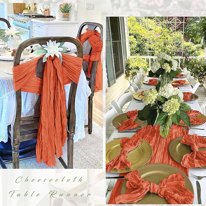 25 Pack Orange Cheesecloth Table Runner 17 x 108 Inch Gauze Table Runner Fabric - Image 3