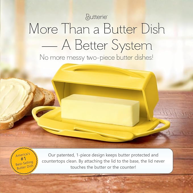 Flip Top Butter Dish with Attached Lid & Matching Knife - Image 3