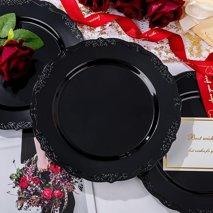DaYammi 36PCS Black Plastic Plates, Heavy Duty Black Disposable Plates Premium - Image 4