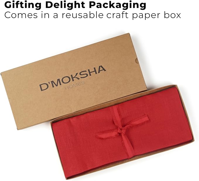 Classic Linen™ by D'Moksha Racing Red Table Runner 108 Inches Long, 100% Pure - Image 4