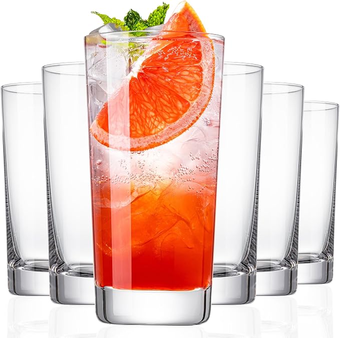 Water Glasses Set of 6, 13.5oz Highball Glass Cups by Unknown