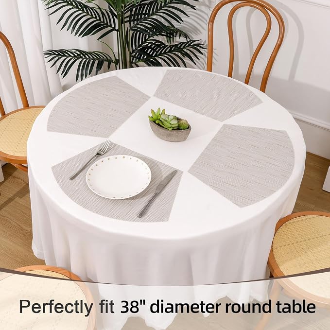 SHACOS Wedge Placemats for Small Round Table Set of 4 Woven Vinyl PVC Placemats - Image 3