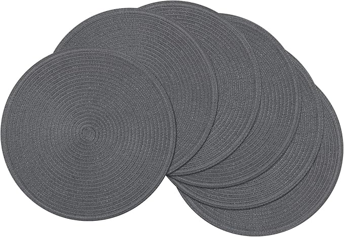 SHACOS Round Placemats Set of 6 Washable 15 inch Round Table Mats Cotton by SHACOS