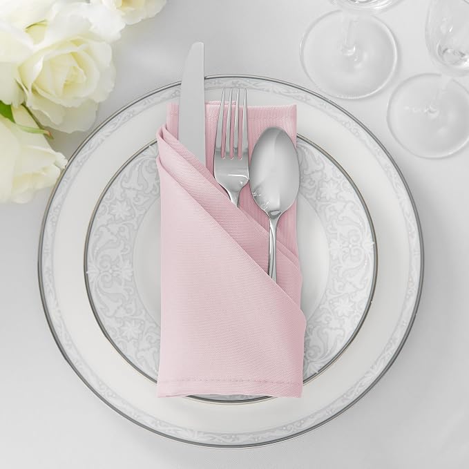 Lann's Linens Set of 12 Cloth Dinner Napkins, 20-inch Polyester Napkins - Image 4