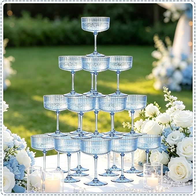 24PCS Plastic Martini Glasses, Unbreakable Reusable Champagne Coupe, Removable - Image 6
