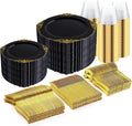 Nervure 600Pcs Black Plastic Plates, Plastic Dinnerware Set by Nervure