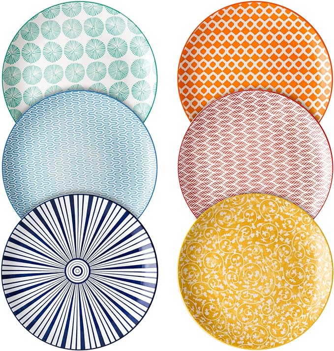 Selamica 8 inch Porcelain Dinner Plates, Large Size Serving Plate by Selamica