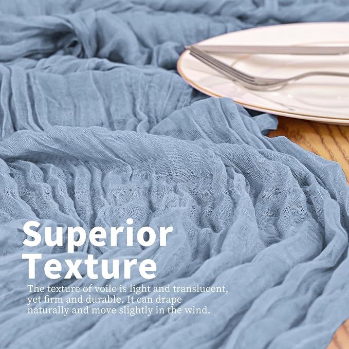 8 Pack Dusty Blue Table Runner 17 x 108inch Cheesecloth Table Runner Boho Gauze - Image 2