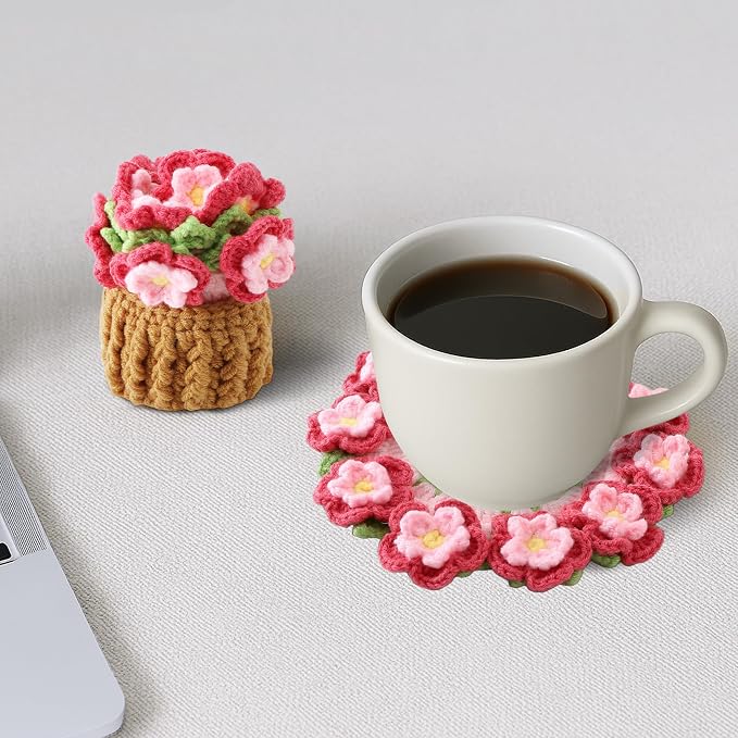 Crochet Flower Coasters, Handmade Bouquet Coasters - Image 6