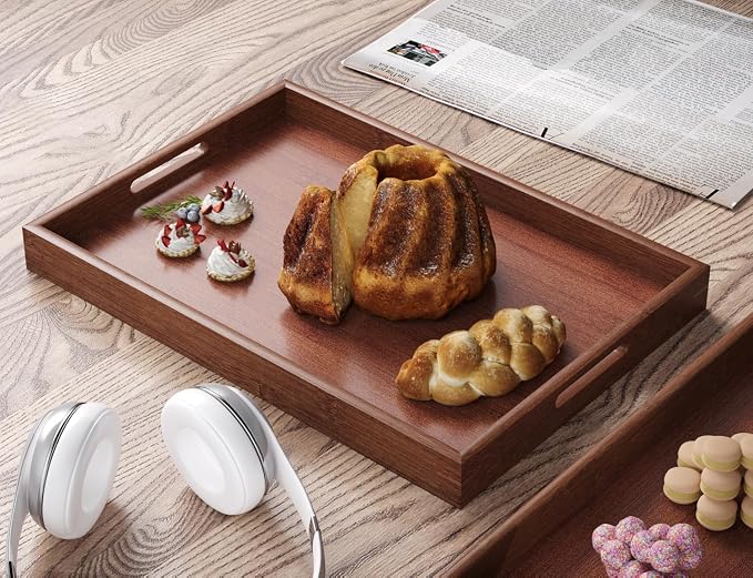 Fibogollo Bamboo Set of 2 Serving Tray - Image 4