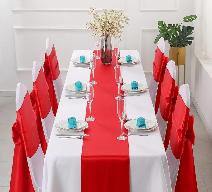 Horbaunal 24 Pack Red Satin Table Runner 12 x 108 Inch | Smooth Table Runners - Image 2