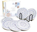 AD Set of 6 Coasters for Drinks Absorbing Round Ceramic Stone Coaster by AD
