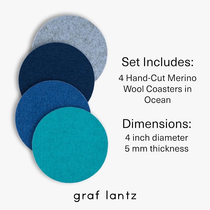 Graf Lantz - Bierfilzl Merino Wool Round Coasters Set of 4 - Ocean - Absorbs - Image 4