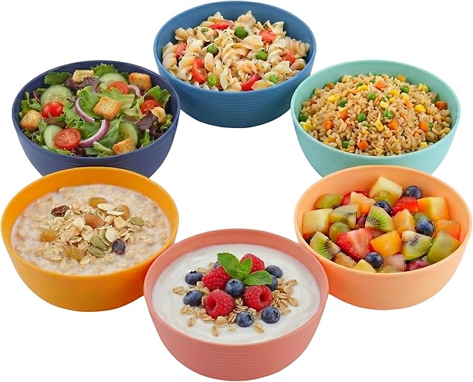 Plastic Bowls Kitchen Set for Cereals, Soup – Salad Bowl Set of 6 for Hot Cold - Image 6