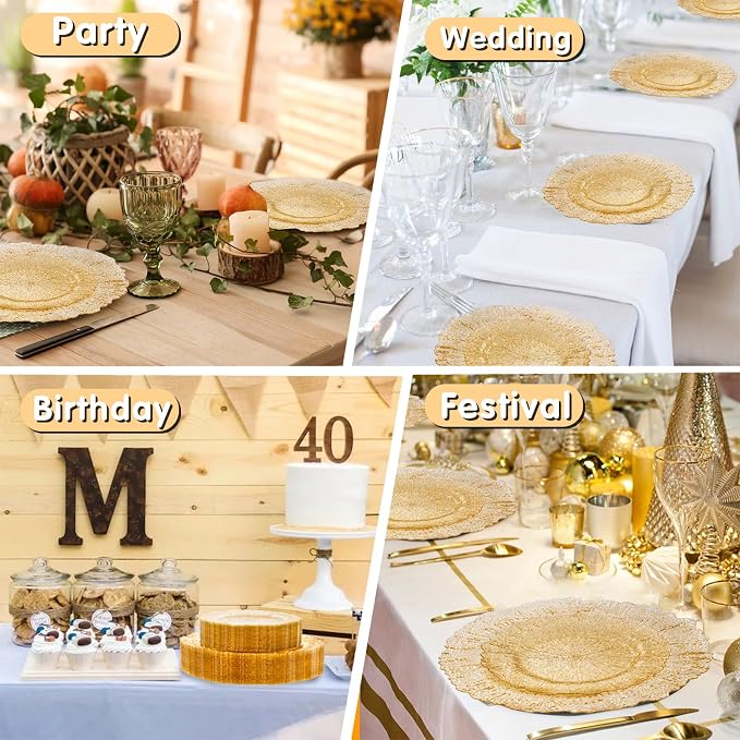 U-QE 60PCS Gold Plates for Party - Image 4