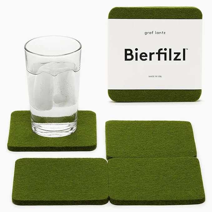 Graf Lantz - Bierfilzl Merino Wool Square Coasters Set of 4 - Loden Green - by GrafLantz