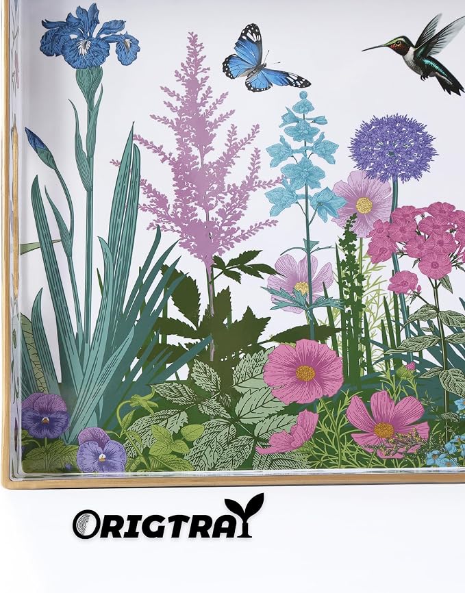 Serving Tray with Handles, Rectangular Plastic Tray 15.75x11.81 Inch, Wildflower - Image 2